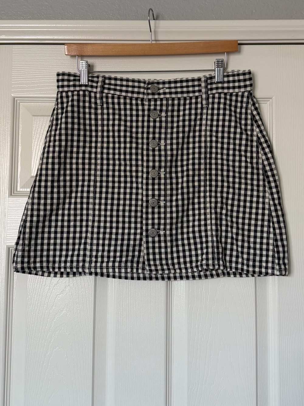 Levis Black & White Gingham Button-Front Mini Skirt